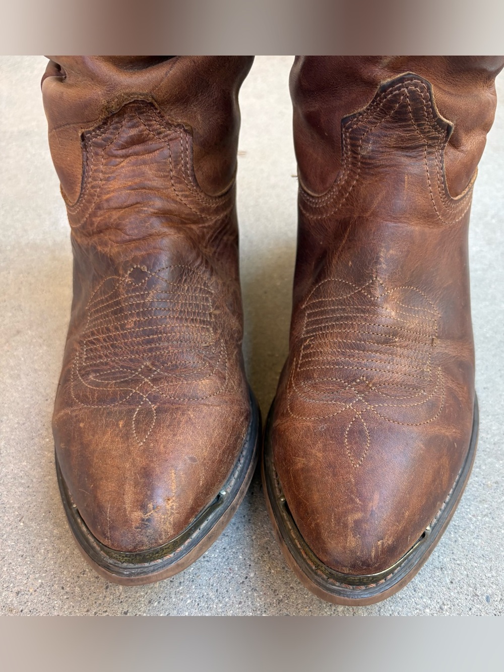 Durango Men 7.5 EE Women 9 WIDE Brown Distressed Leather Slouch Cowboy Boots - Picture 6 of 9